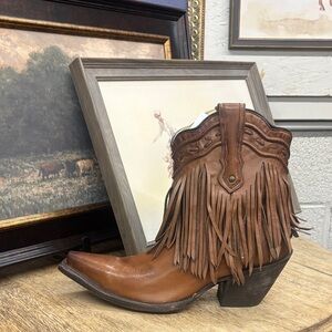 Fringed Brown Heeled Boots